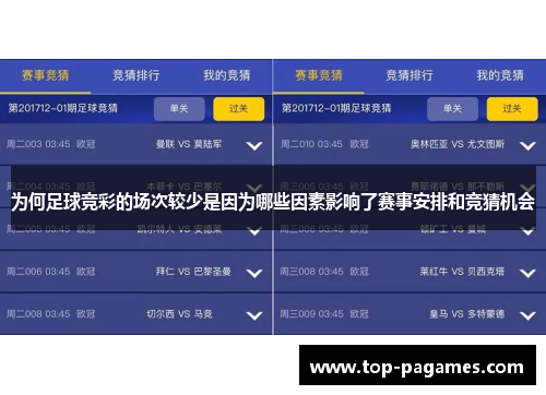为何足球竞彩的场次较少是因为哪些因素影响了赛事安排和竞猜机会